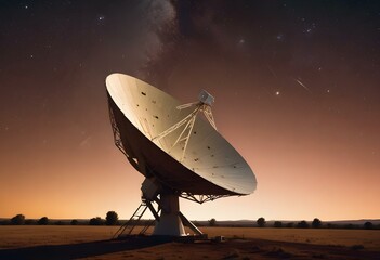 A large satellite dish in space, with the Earth and stars visible in the background