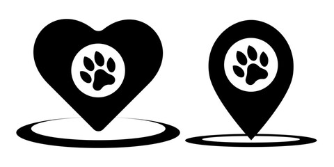 Pet locator icon. Map pointer icon. Vector illustration.