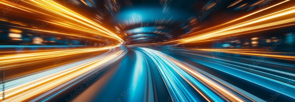 Poster backend technology background with glowing circuit lines. abstract dynamic high-speed data movement.