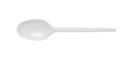 Disposable plastic spoon isolated on white background with clipping path