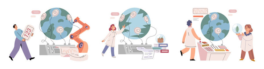 Scientific experiment. Vector illustration. Continuous development educational programs and resources is essential for scientific progress The scientific experiment metaphor simplifies complex