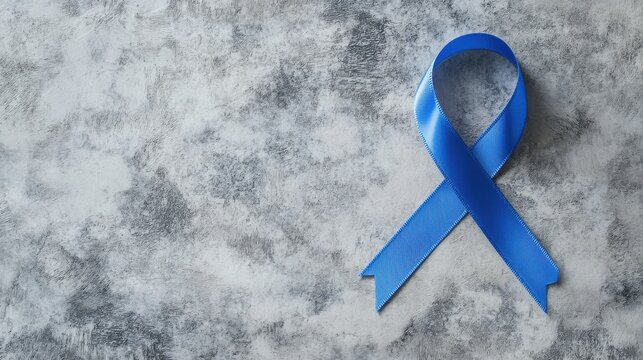 Elegant Blue Ribbon on a Gray Background for Celebratory Designs and Awards