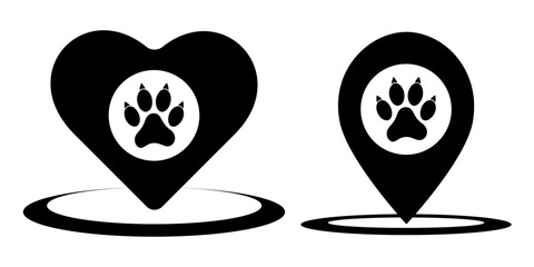  Pet locator icon. Map pointer icon. Vector illustration.