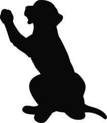 Simple and adorable Rhodesian Ridgeback lifting a paw in silhouette