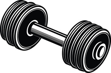 Vector hand drawn silhouette of curved dumbbell isolated on white background. 