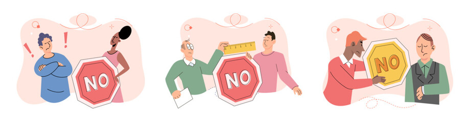 Refuse vector illustration. Sometimes its necessary to decline certain opportunities in order to prioritize personal well being Disapproval someones choices or actions can strain relationships