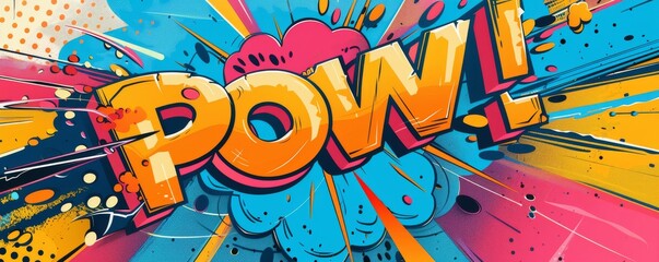 Playful pop art background featuring "POW!" Bold patterns, Dynamic visuals, Colorful vector