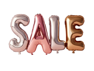 Colorful balloon letters forming the word sale during a celebration