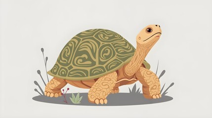 Naklejka premium Wise Tortoise with Flowing Shell