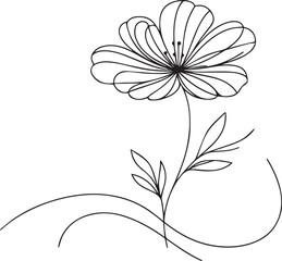 Simple beautiful flowers outline Design