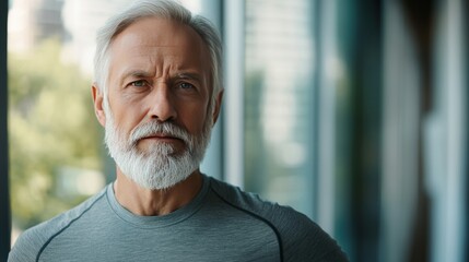 Fit Elderly Man in Athletic Pose Showcasing Strength and Vitality