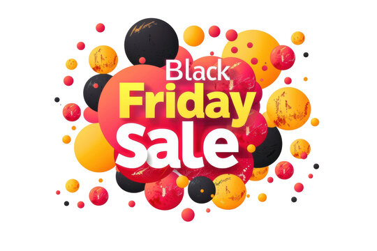 Black Friday sale advertisement with colorful circular patterns