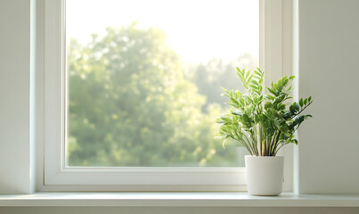 Fototapeta premium Scenic Landscape Through Modern Window with Natural Light design