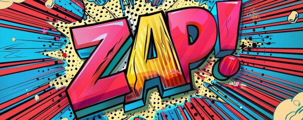 Colorful pop art background with "ZAP" inside. Bold graphics, Explosion theme, Vibrant vector