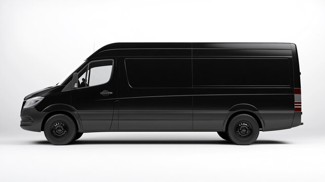 recommend clip art: black delivery van isolated on white background