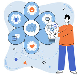 Thinking process vector illustration. Creativity and strategy dance together in intricate steps thinking process Education provides necessary tools for creative problem-solving and strategic success