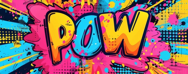 Colorful pop art background with "POW" inside. Comic book elements, Bold patterns, Vibrant vector