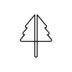 christmas tree icon, line vector isolated on white background. trendy and modern design