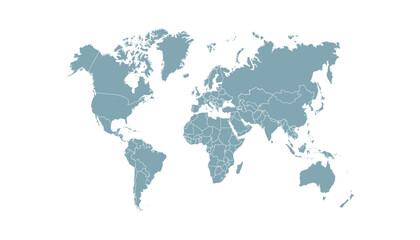 World map. Grey modern vector map. Silhouette map
