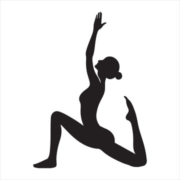 recommend clip art: woman in Yoga silhouette on white background
                    