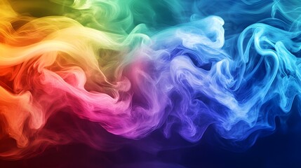 Obraz premium A fantastical creature formed from swirling, rainbow-colored smoke, its body twisting and flowing as if emerging from a dream world, with vibrant hues blending into one another 