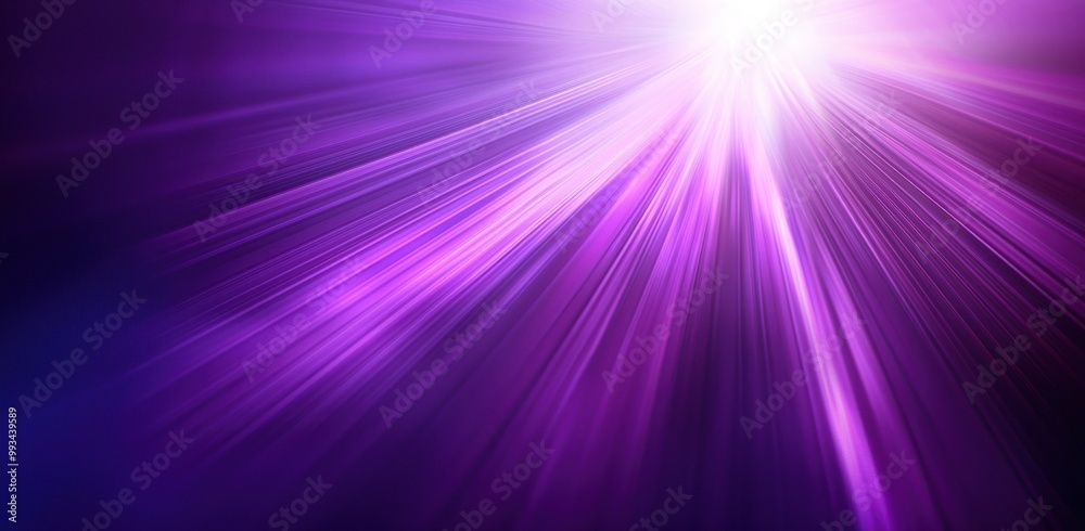 Poster radiant purple light beams with sparkling particles on dark background generative ai