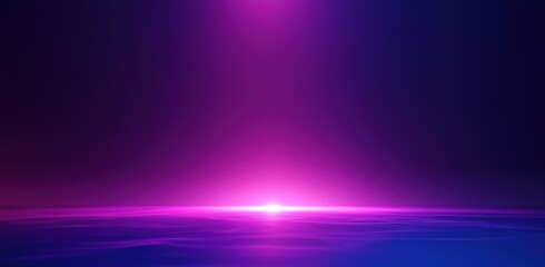 Abstract gradient blue and pink glowing horizon on dark background Generative AI