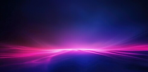 Fototapeta premium Abstract gradient blue and pink glowing horizon on dark background Generative AI