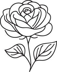 Rose flower outline vector 