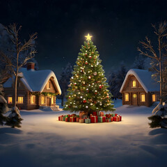 Obraz premium 3D Rendering of a Christmas Night Scene