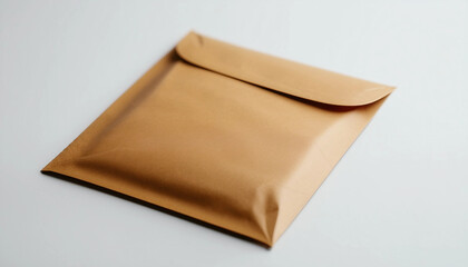 Brown craft paper envelope sealed isolated on a white background with copy space image 
