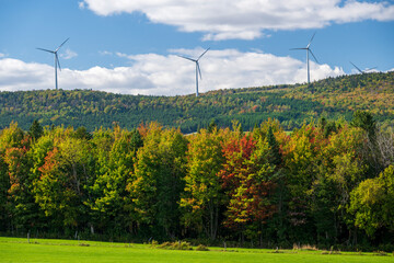 Wind turbines in the Quebec fall colors