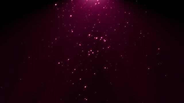 shiny stars glitter and particles falling and light flare animation, new year, valentine and christmas, social media pink motion background