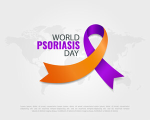 Vector Illustration of World Psoriasis Day. Psoriasis Awareness Ribbon.

