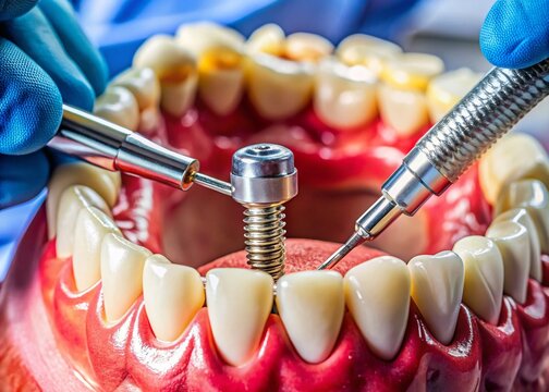 Ridge Augmentation Procedure for Dental Implants with Bone Graft Material on Surgical Site