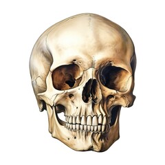 Obraz premium Realistic human skull on white background