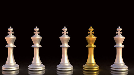 The Chess on Black Background  3d rendering.