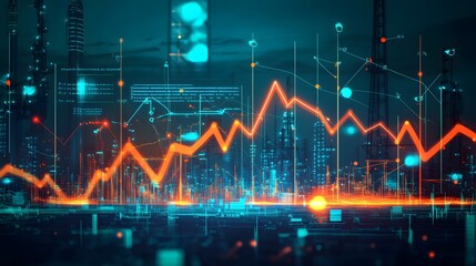 A dynamic graph illustrating the rising trend of oil prices alongside supply and demand curves, with global market indicators in the background to visualize economic impact. 