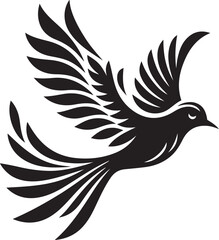 Fototapeta premium Black bird silhouette vector illustration, solid white background