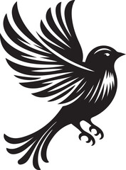 Fototapeta premium Black bird silhouette vector illustration, solid white background