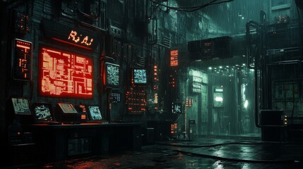 Obraz premium Cyberpunk Alleyway.