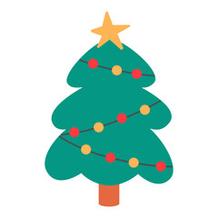 Christmas tree flat icon isolated on white background. Christmas tree vector illustration.