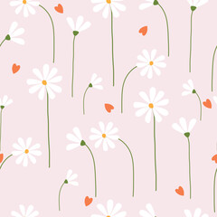 Seamless cute hand drawn floral  pattern background