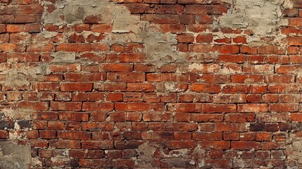 Naklejka premium Detailed Grunge Brick Wall Texture Providing Rustic Industrial Background