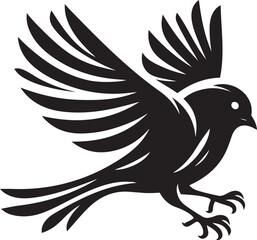 Obraz premium Black bird silhouette vector illustration, solid white background