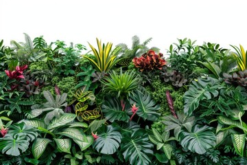A collection of various plants on a wall
