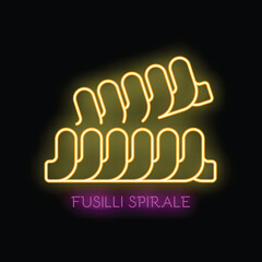 Neon sign showing the shape of fusilli spirale pasta, a great graphic for food businesses