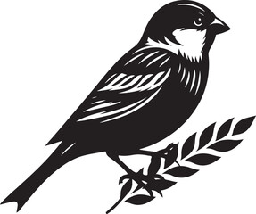Obraz premium Black bird silhouette vector illustration, solid white background