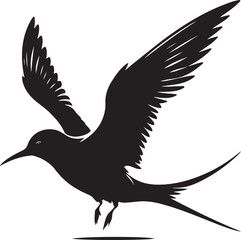 Obraz premium black Arctic Tern silhouette vector illustration, solid white background