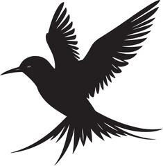 Obraz premium black Arctic Tern silhouette vector illustration, solid white background